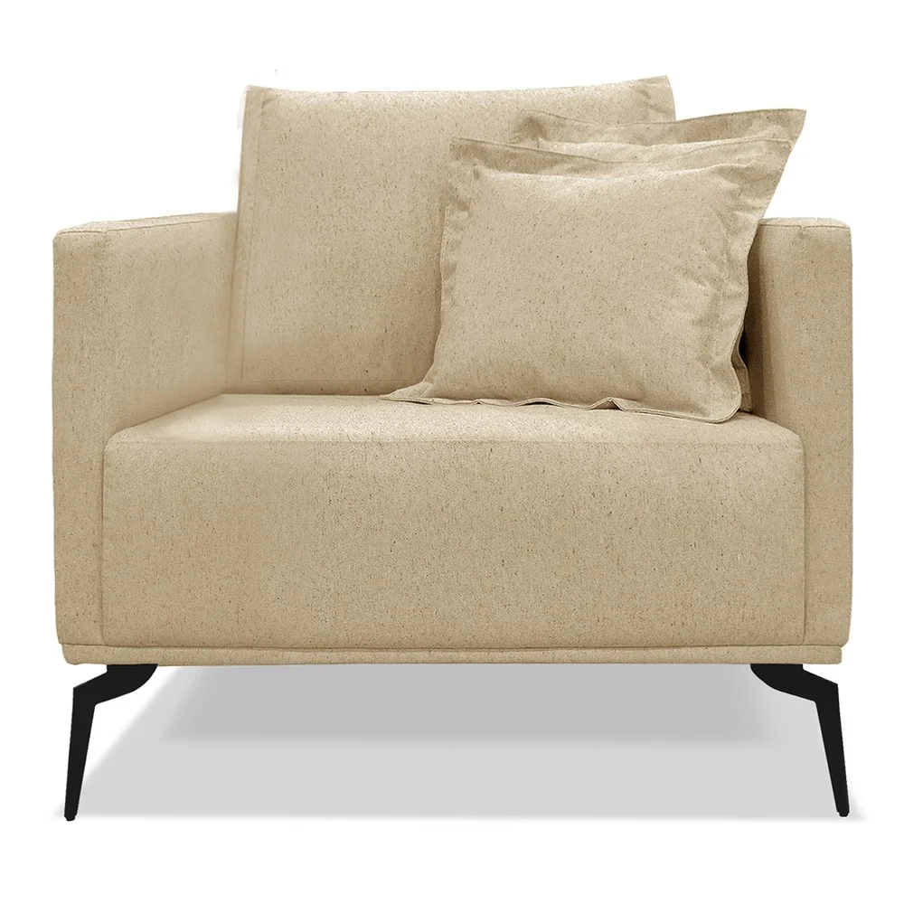 Poltrona para Sala Pés de Metal Vecchia S06 Linho Dourado - Mpozenato