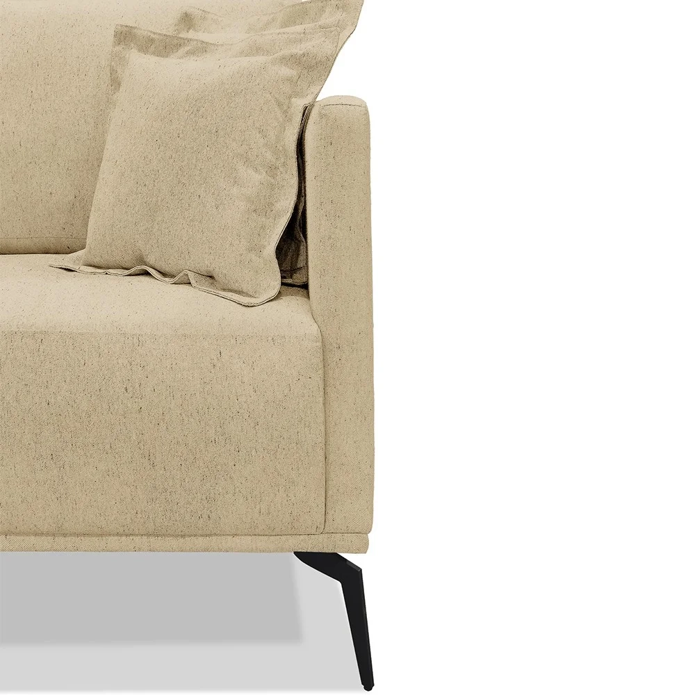 Poltrona para Sala Pés de Metal Vecchia S06 Linho Dourado - Mpozenato