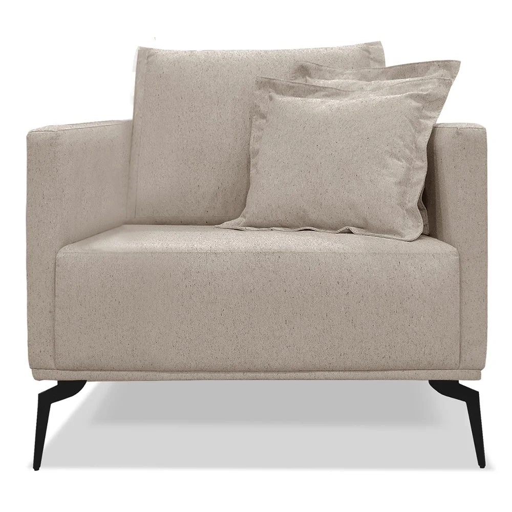 Poltrona para Sala Pés de Metal Vecchia S06 Linho Areia - Mpozenato