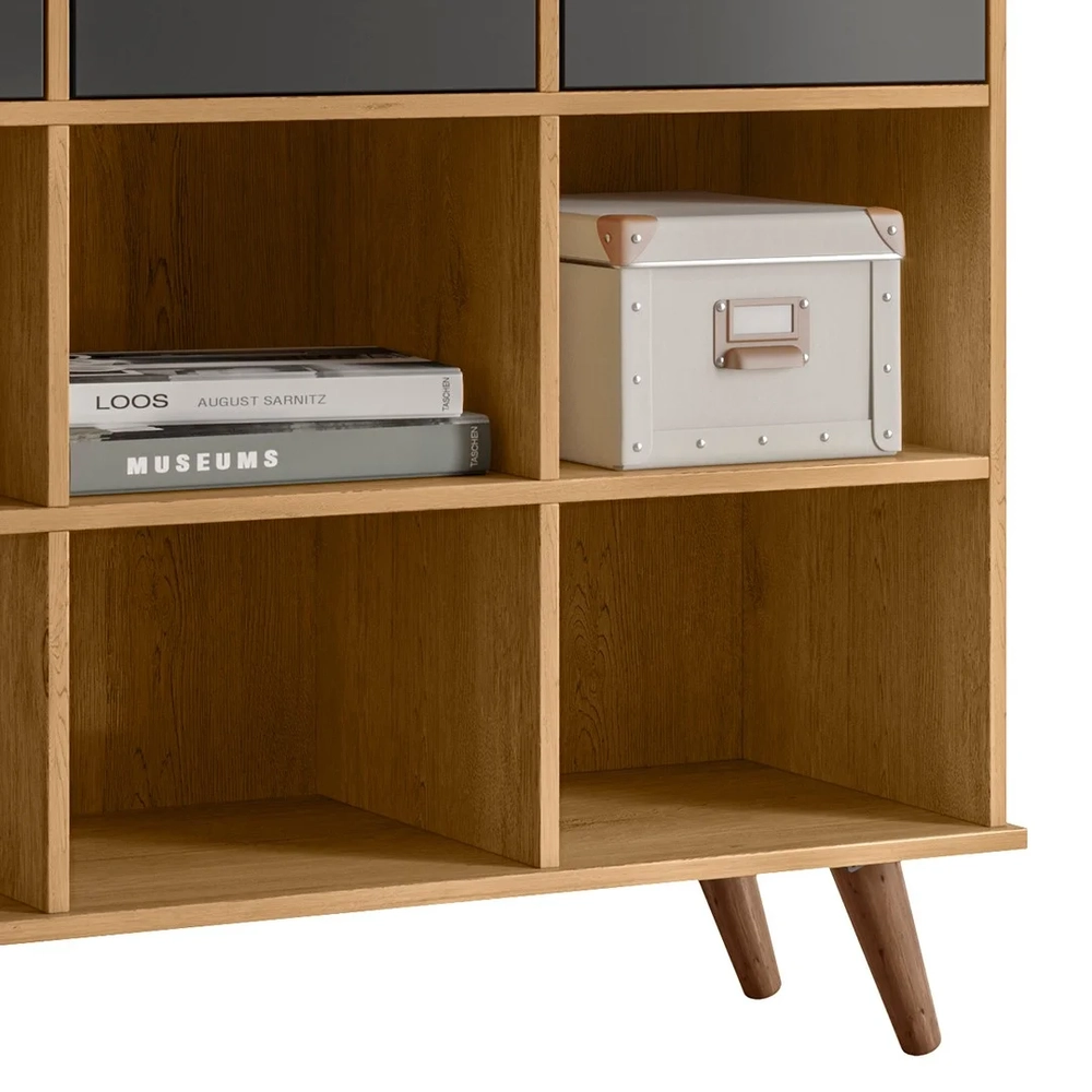 Nicho Organizador Retrô 3 Gavetas Freijó/Preto - Qmovi