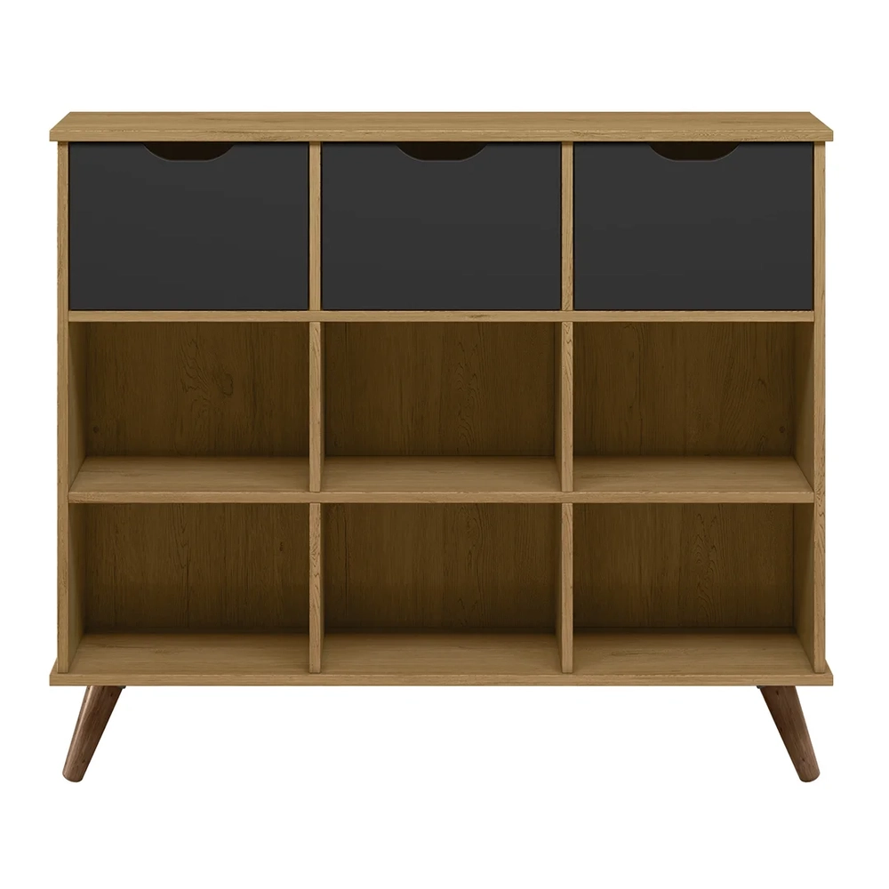 Nicho Organizador Retrô 3 Gavetas Freijó/Preto - Qmovi