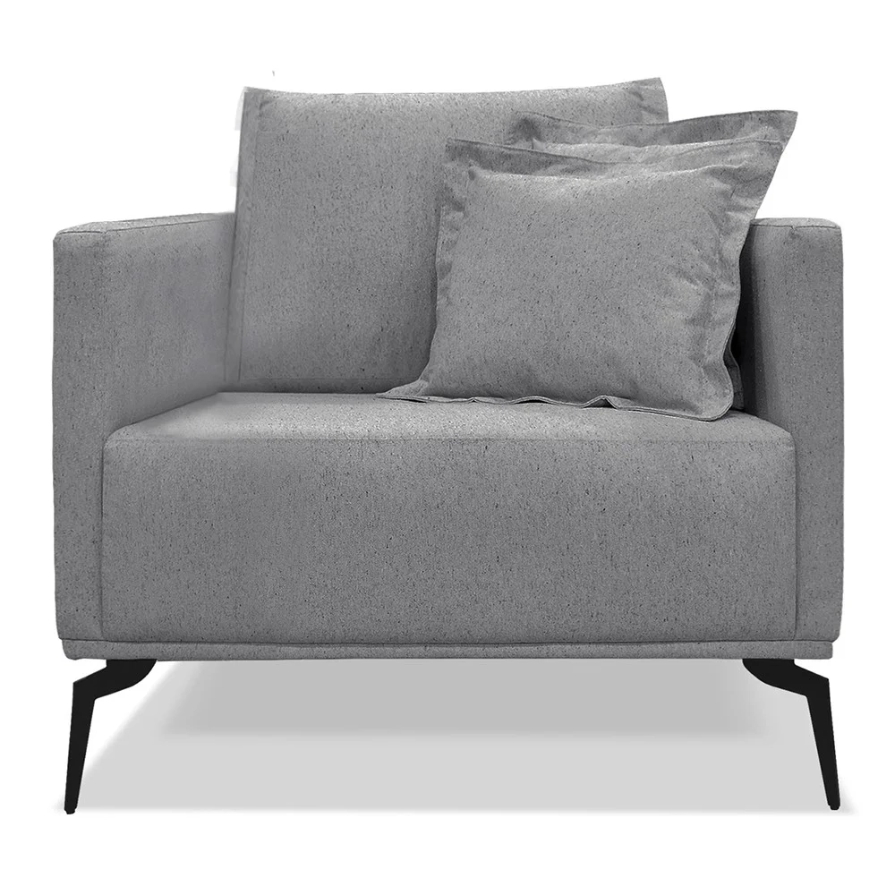 Poltrona para Sala Pés de Metal Vecchia S06 Linho Cinza - Mpozenato