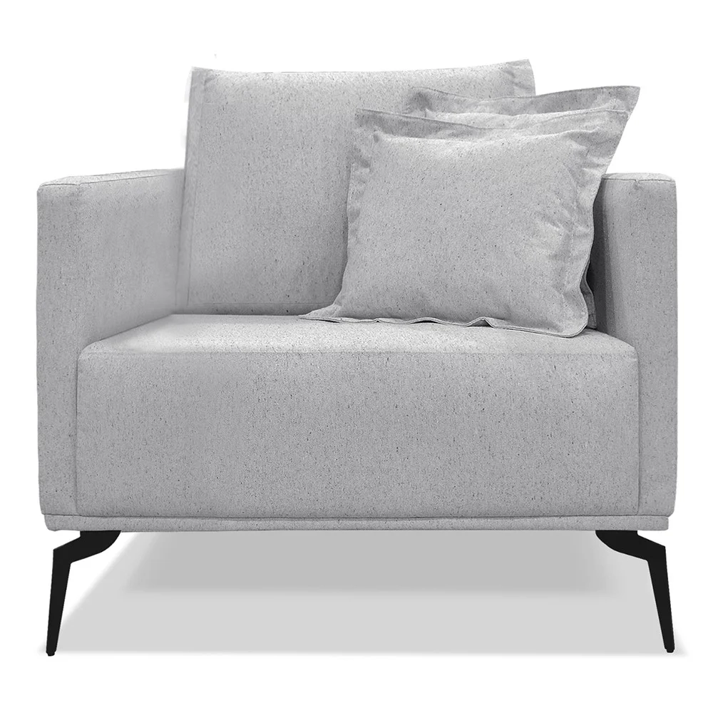 Poltrona para Sala Pés de Metal Vecchia S06 Linho Grigio - Mpozenato