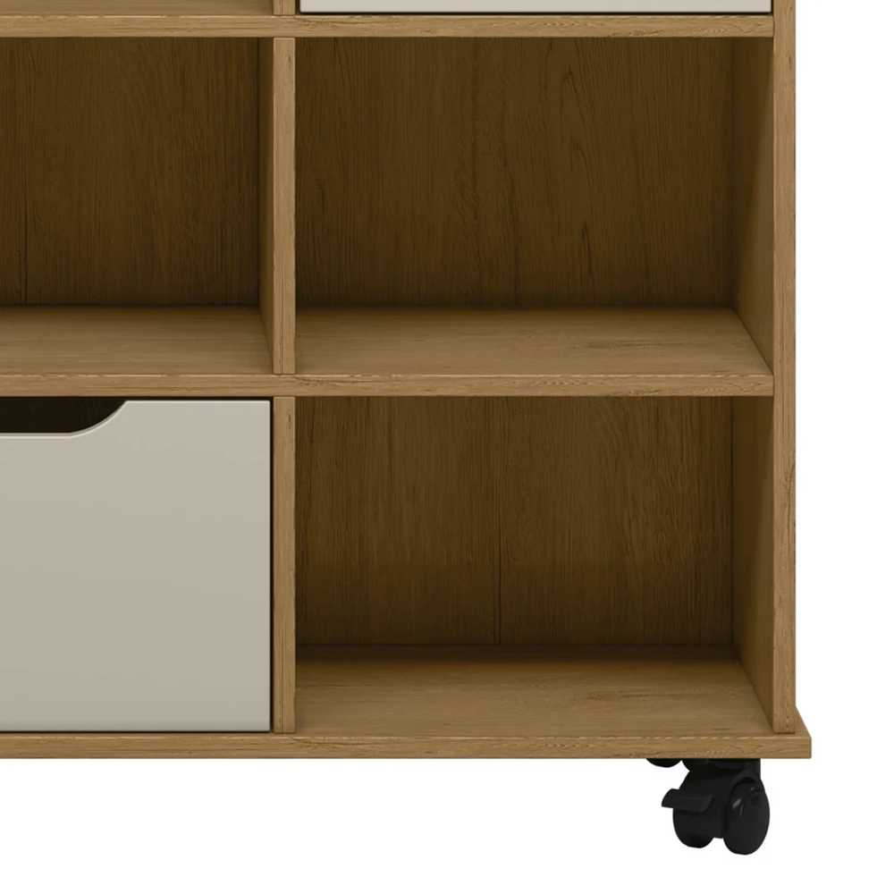 Nicho Organizador 3 Gavetas com Rodízios Freijó/Off White - Qmovi