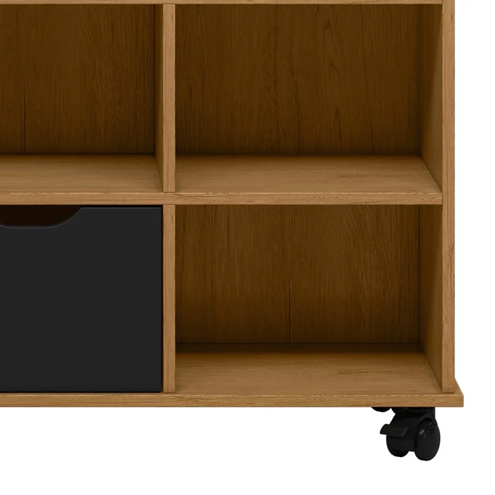 Nicho Organizador 3 Gavetas com Rodízios Freijó/Preto - Qmovi