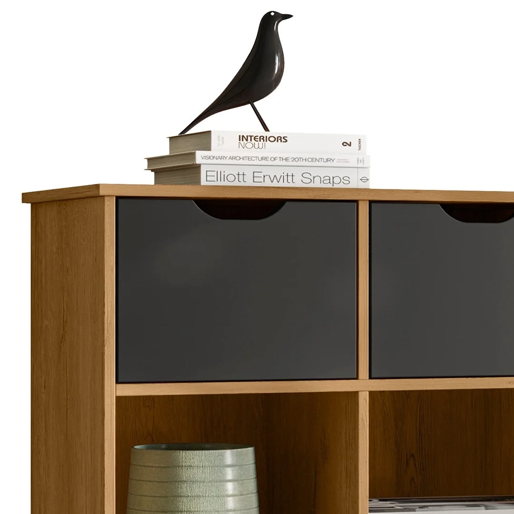 Nicho Organizador Retrô 6 Gavetas Freijó/Preto - Qmovi