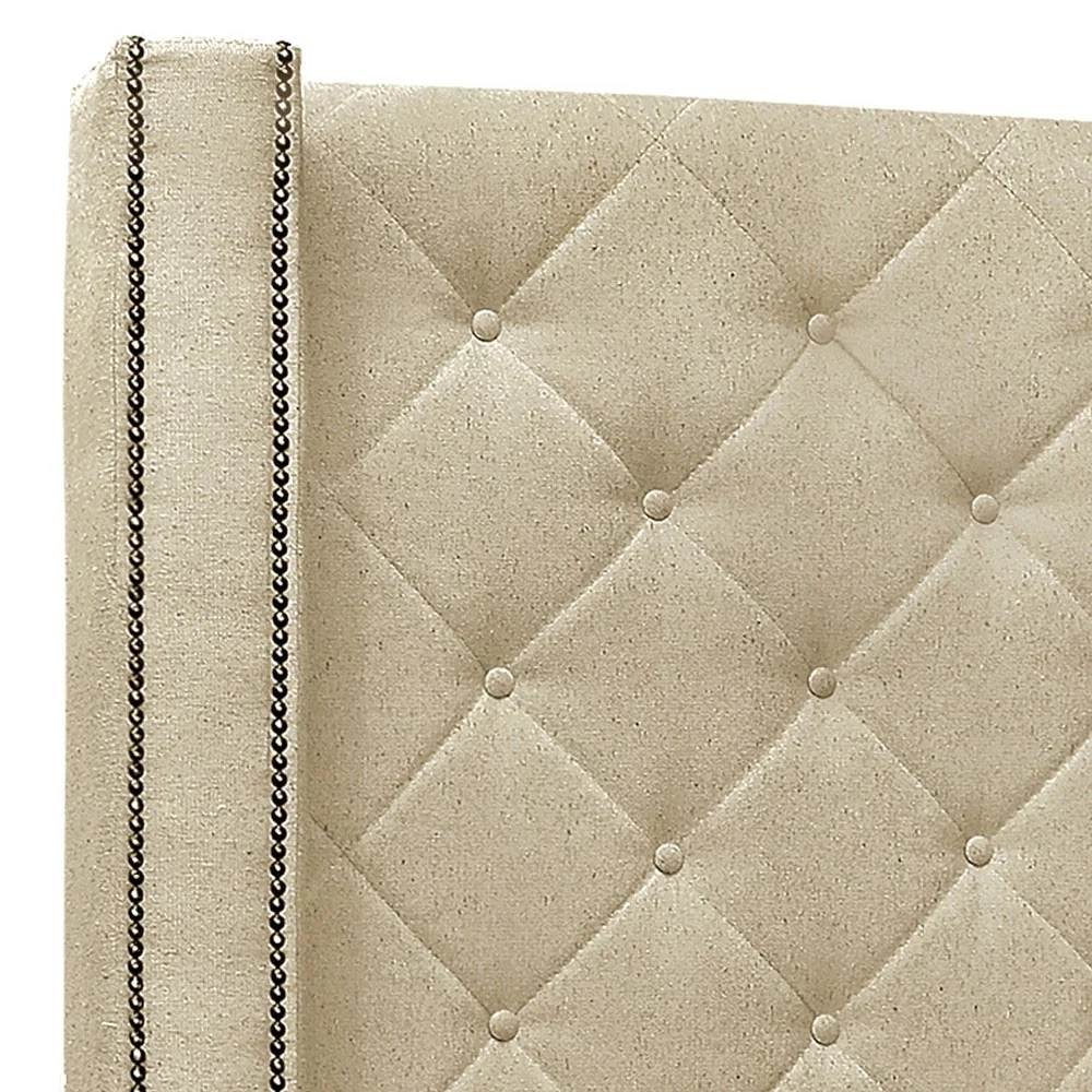 Cabeceira Casal King Cama Box 195cm Louise S06 Linho Dourado - Mpozenato