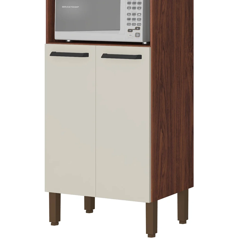 Armário de Cozinha Compacta 251cm Louis Z06 Nogueira/Off - Mpozenato