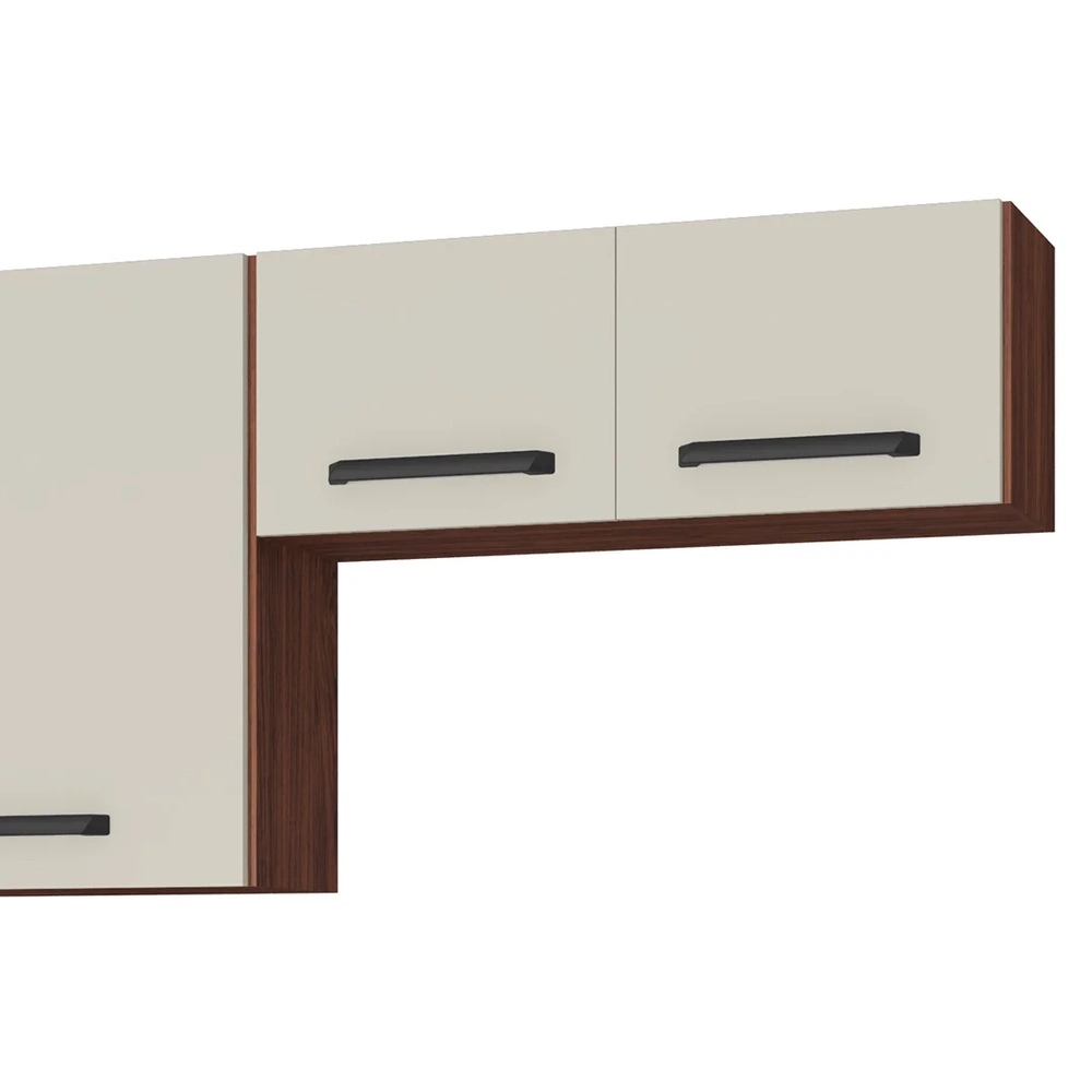 Armário de Cozinha Compacta 251cm Louis Z06 Nogueira/Off - Mpozenato