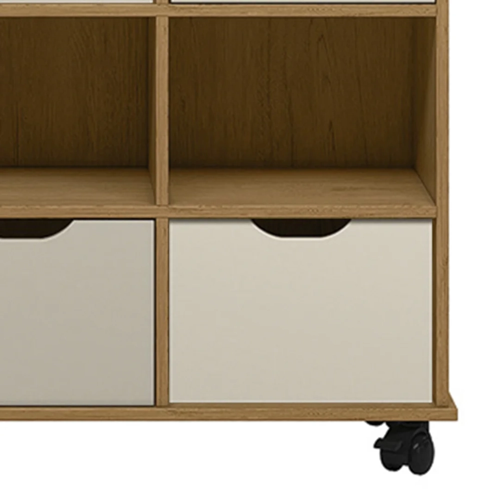 Nicho Organizador 6 Gavetas com Rodízios Freijó/Off White - Qmovi