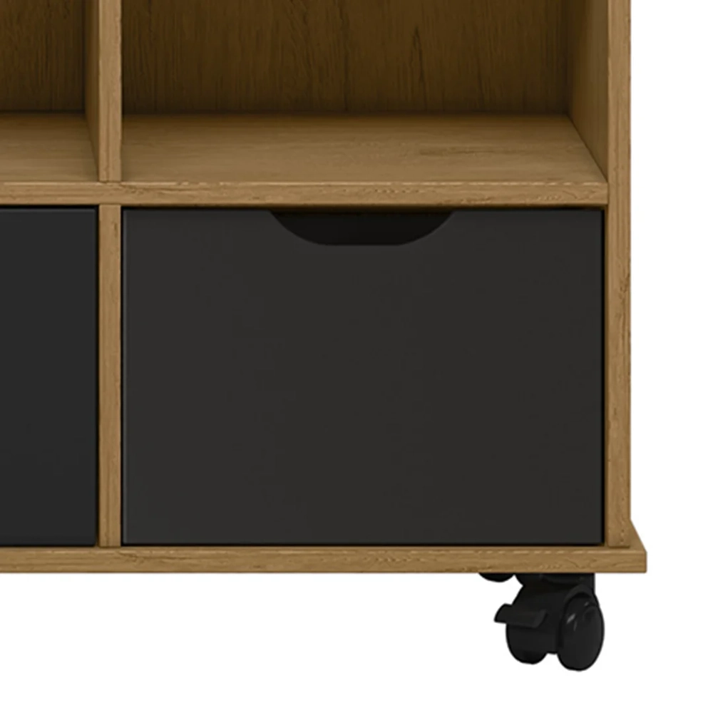 Nicho Organizador 6 Gavetas com Rodízios Freijó/Preto - Qmovi