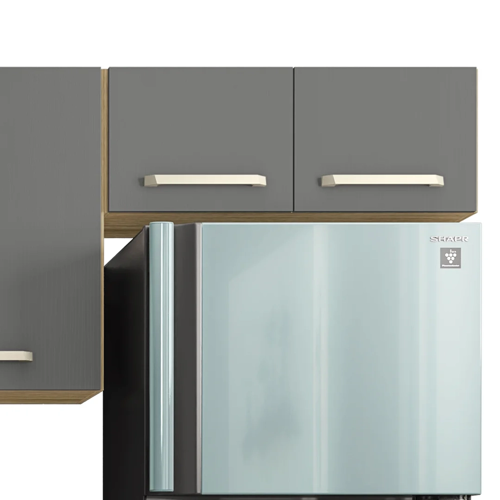 Armário de Cozinha Compacta 251cm Louis Z06 Freijó/Gris - Mpozenato