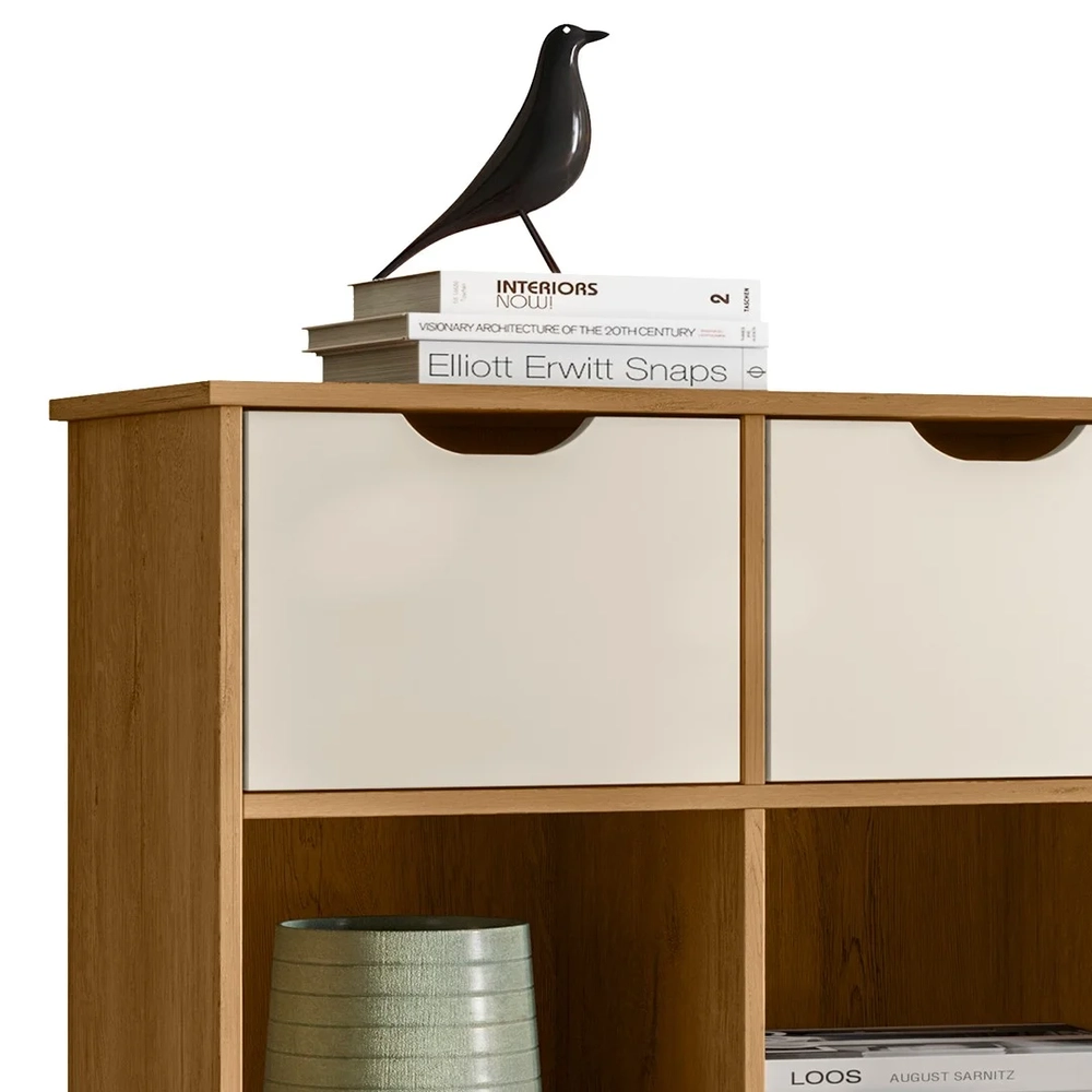 Nicho Organizador Retrô 9 Gavetas Freijó/Off White - Qmovi