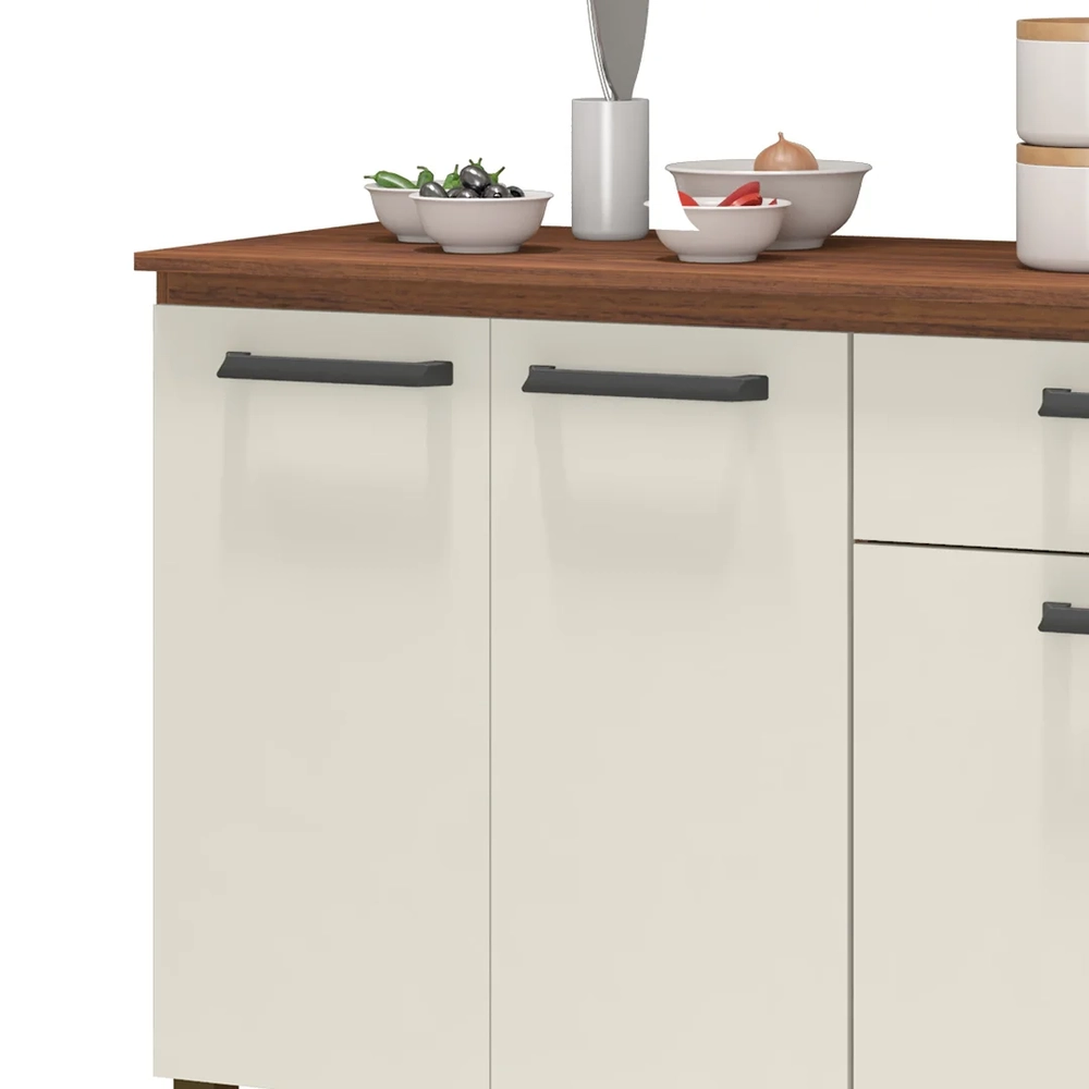 Balcão de Cozinha com Tampo 120cm Louis Z06 Nogueira/Off - Mpozenato