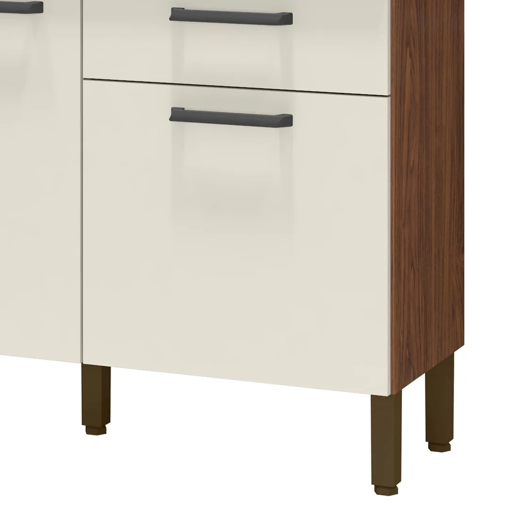 Balcão de Cozinha com Tampo 120cm Louis Z06 Nogueira/Off - Mpozenato