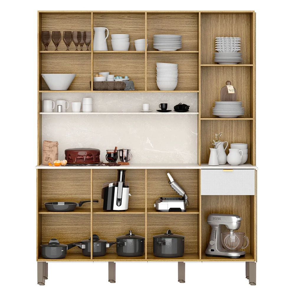 Cozinha Compacta 8 Portas 161cm Soul Z06 Freijó/Ártico - Mpozenato