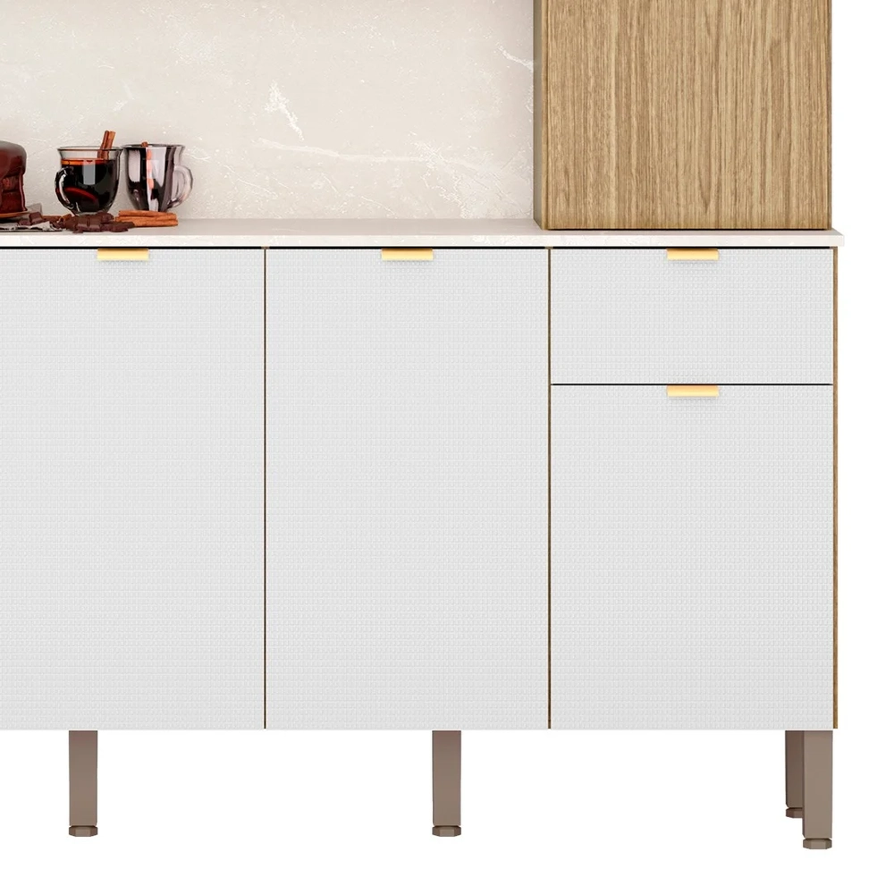 Cozinha Compacta 8 Portas 161cm Soul Z06 Freijó/Ártico - Mpozenato