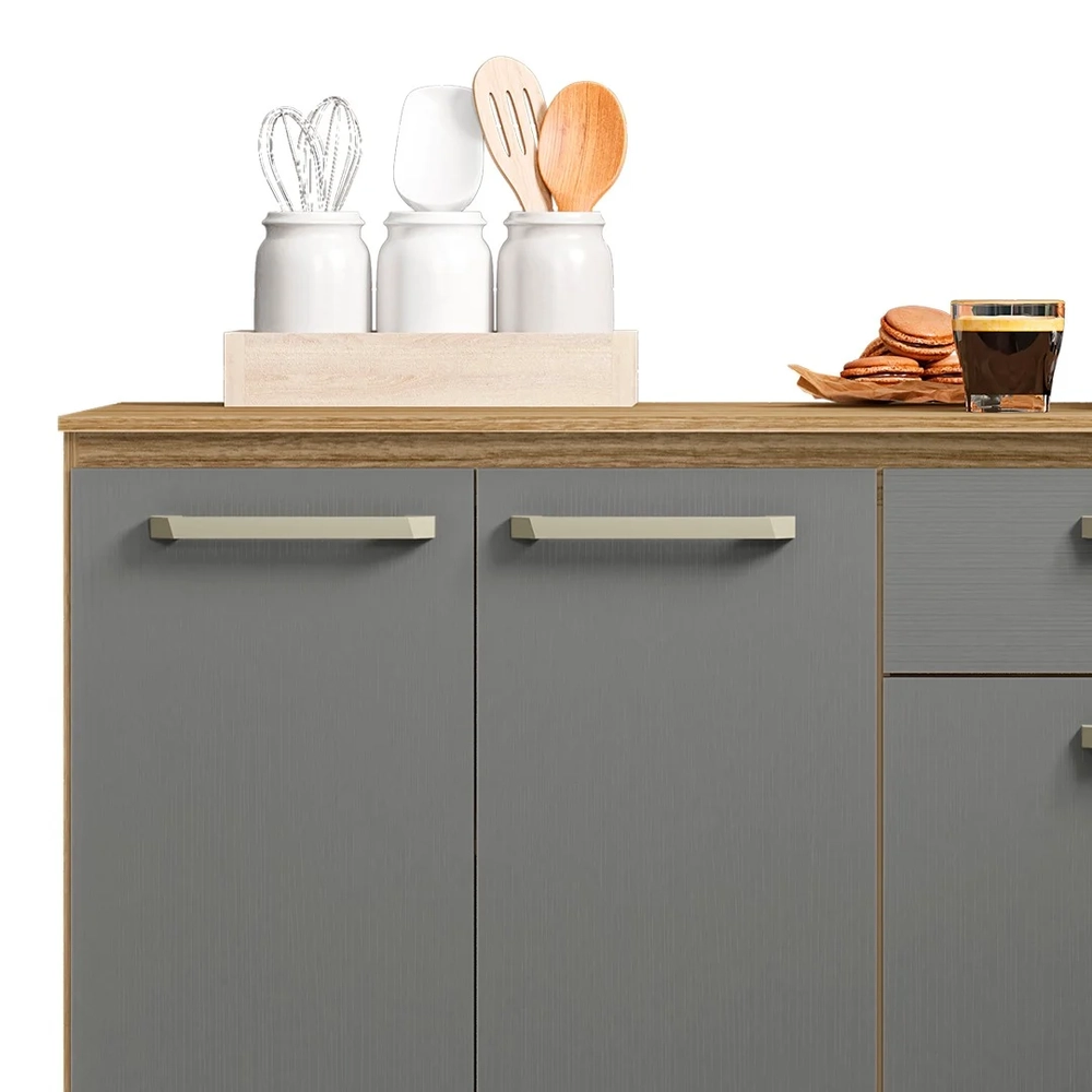 Balcão de Cozinha com Tampo 120cm Louis Z06 Freijó/Gris - Mpozenato