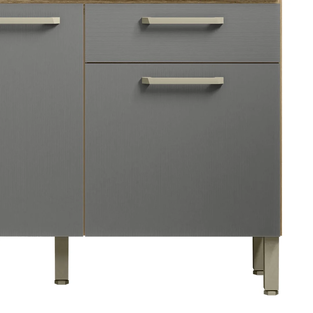 Balcão de Cozinha com Tampo 120cm Louis Z06 Freijó/Gris - Mpozenato
