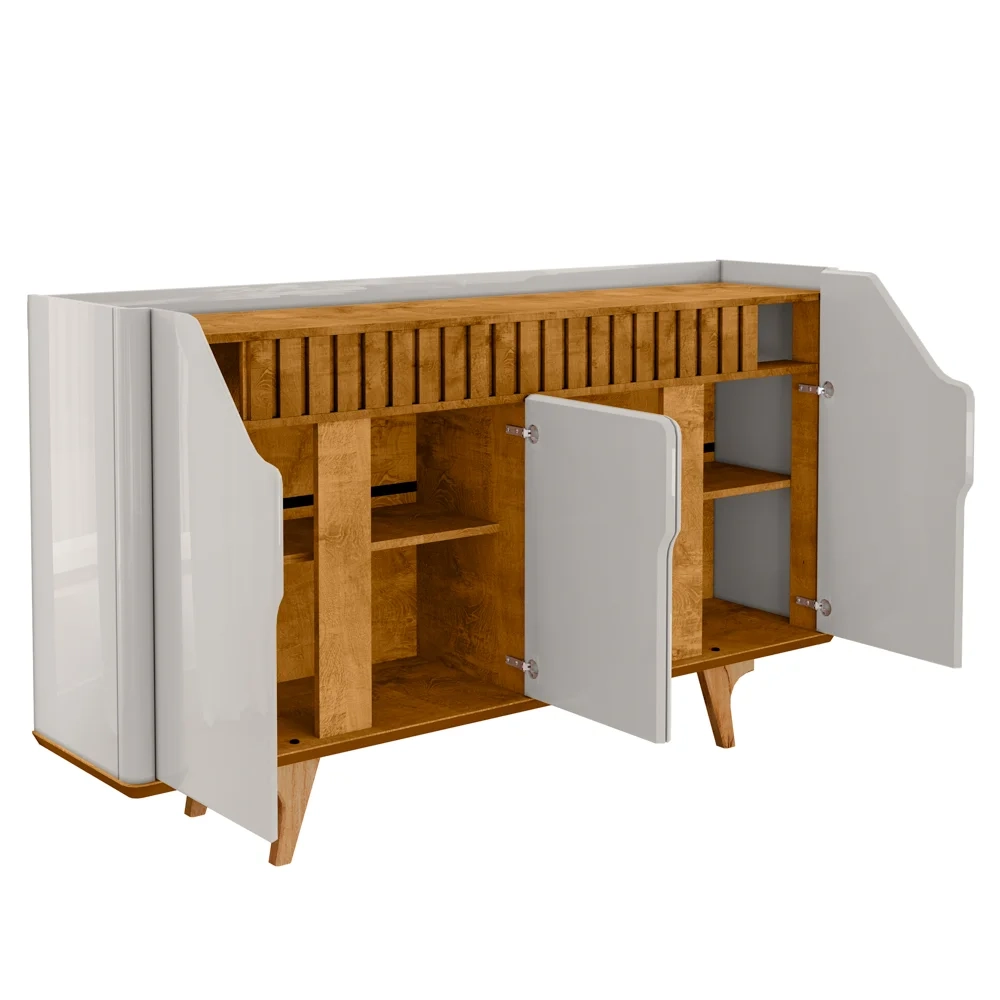 Buffet Aparador 4 Portas 160cm Melissa B02 Off/Naturalle - Mpozenato