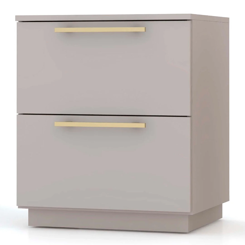 Mesa de Cabeceira 2 Gavetas 50cm Kit 2 Dubai Fendi  - Vila Rica