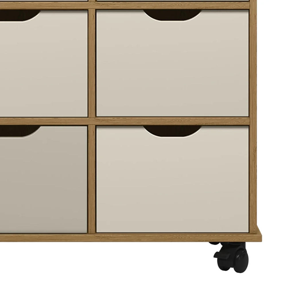 Nicho Organizador 9 Gavetas com Rodízios Freijó/Off White - Qmovi