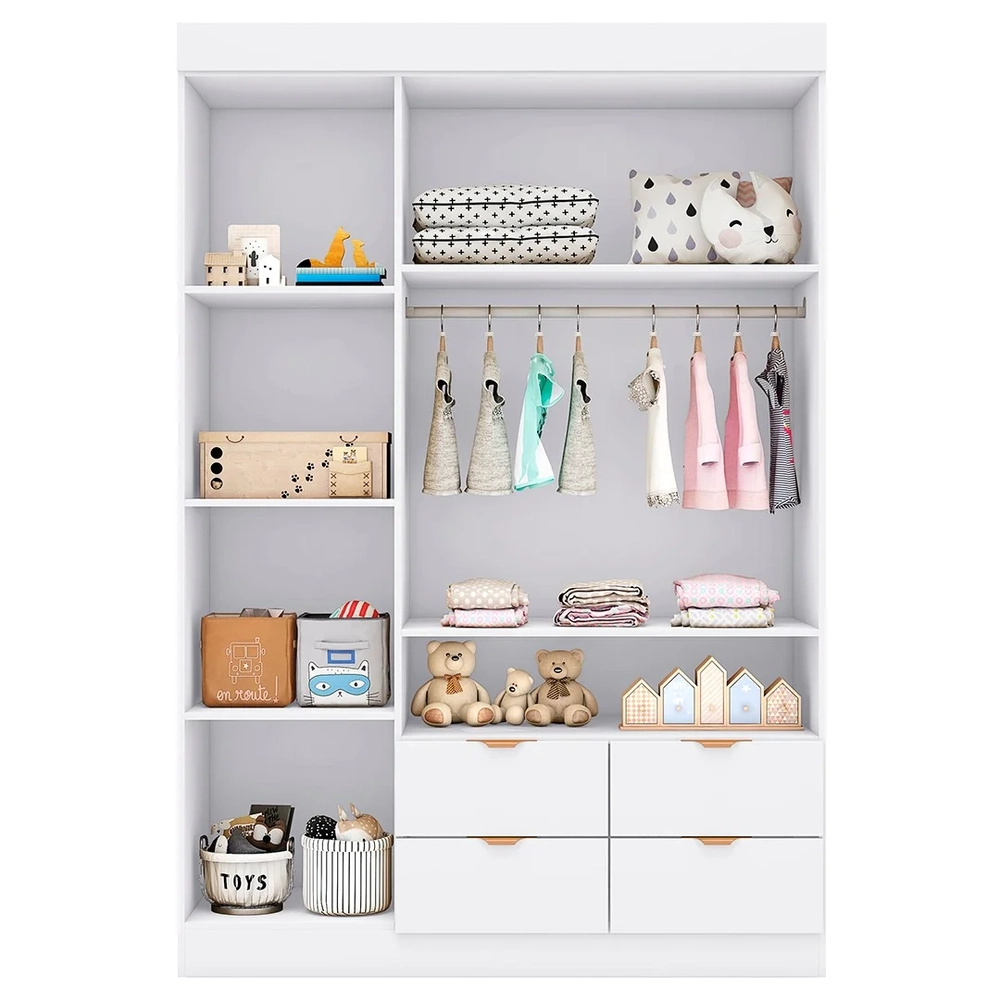 Guarda Roupa Infantil Detalhe Ripada 3 Portas Ayla Branco    - Phoenix