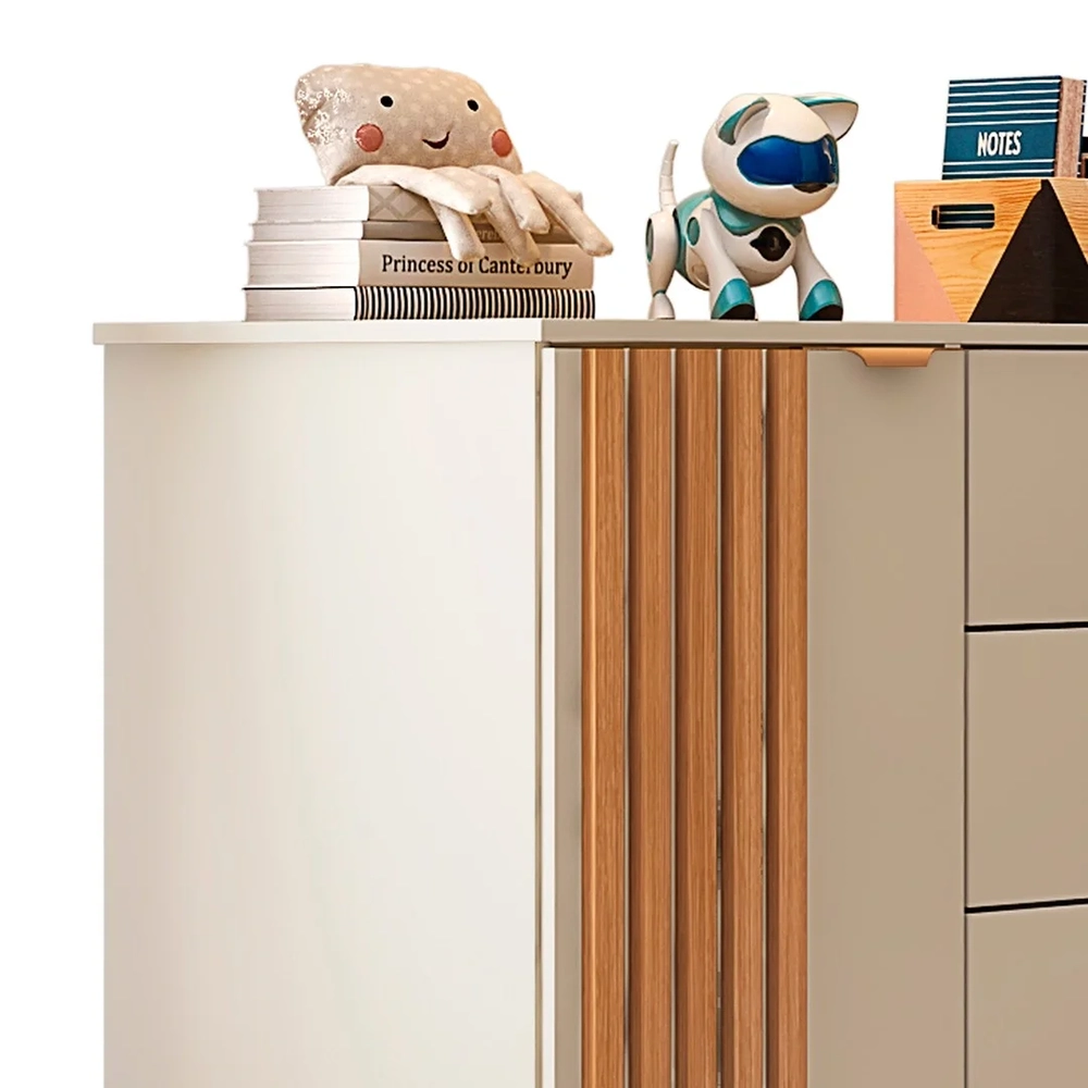 Cômoda Infantil 4 Gavetas Com 1 Porta Ripada Ayla Off White  - Phoenix