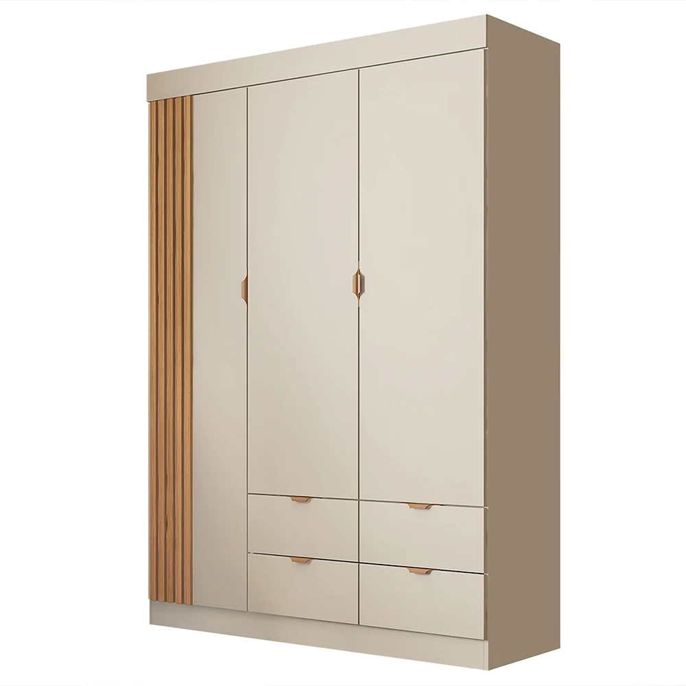 Guarda Roupa e Cômoda Infantil 1 Porta Ripada Ayla Off White - Phoenix