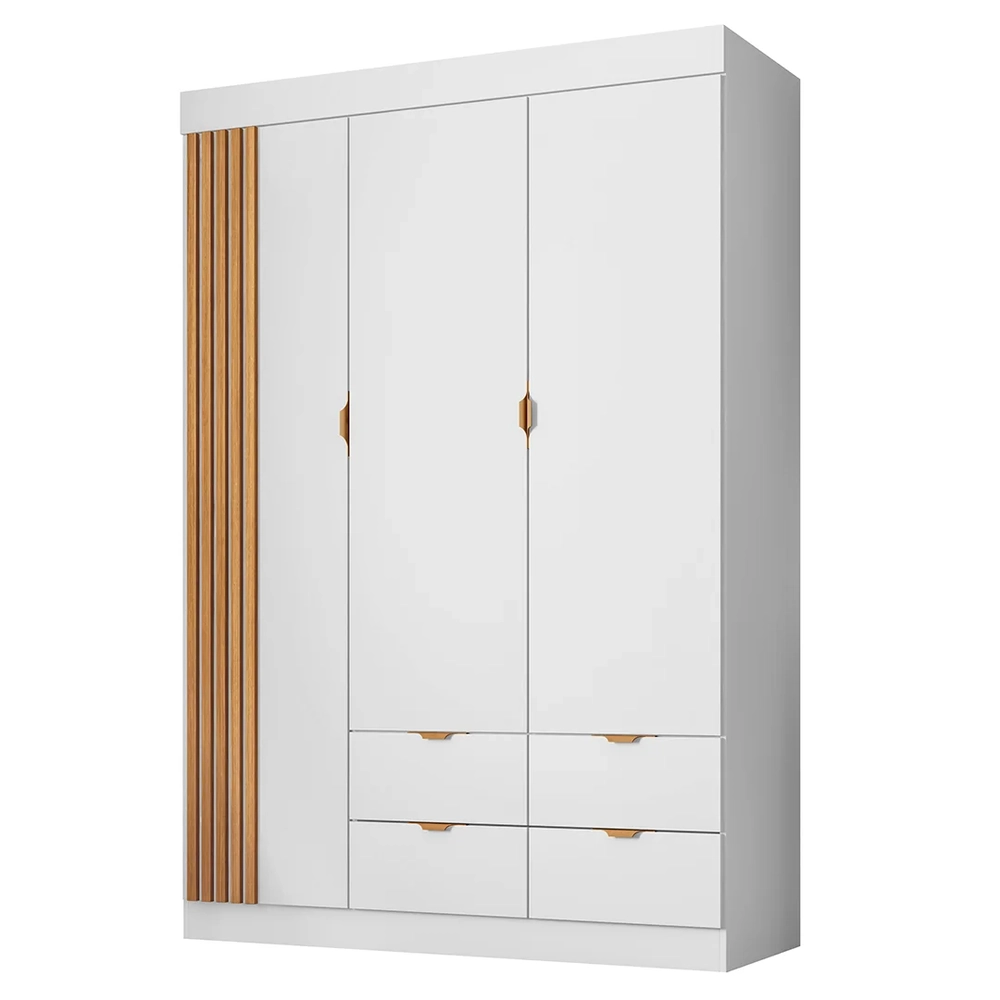 Guarda Roupa e Cômoda Infantil 1 Porta Ripada Ayla Branco    - Phoenix