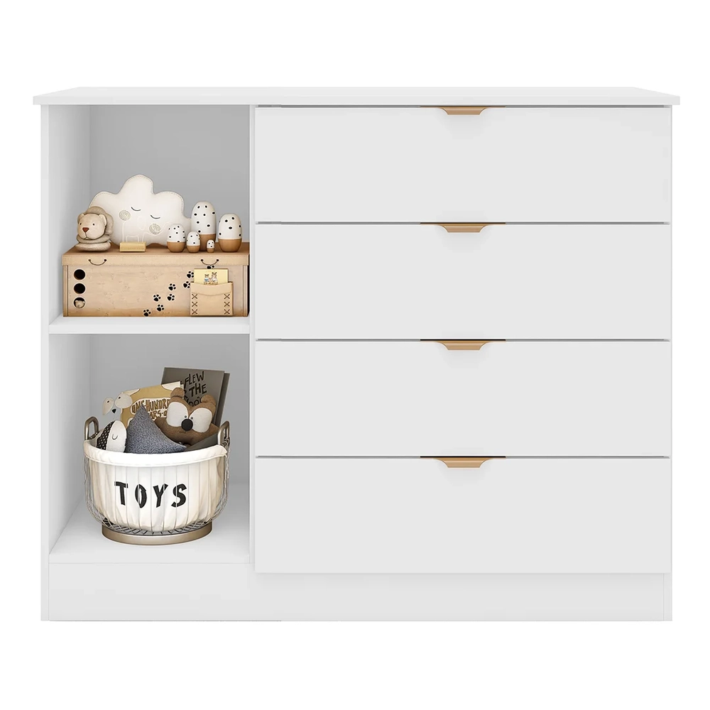 Guarda Roupa e Cômoda Infantil 1 Porta Ripada Ayla Branco    - Phoenix