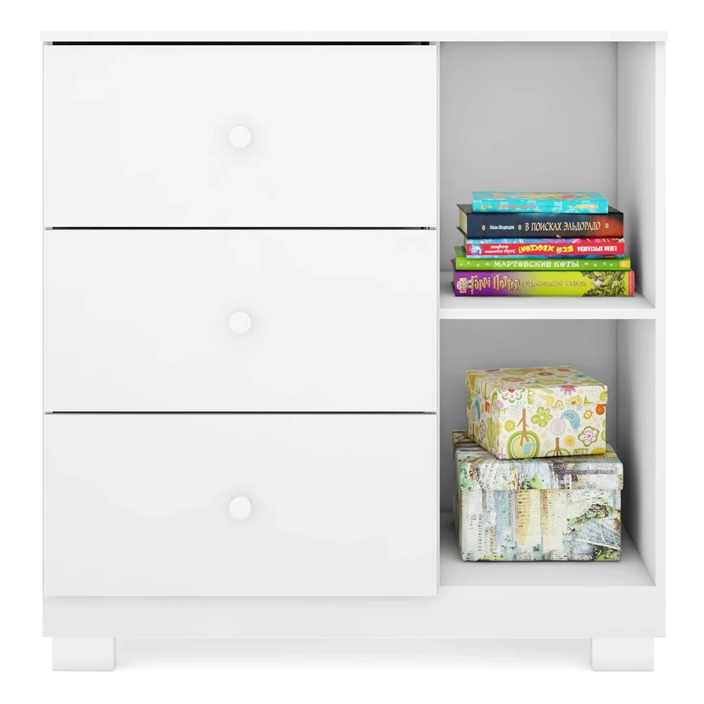 Cômoda Infantil 100% MDF 1 Porta e 3 Gavetas Duda Branco     - Phoenix