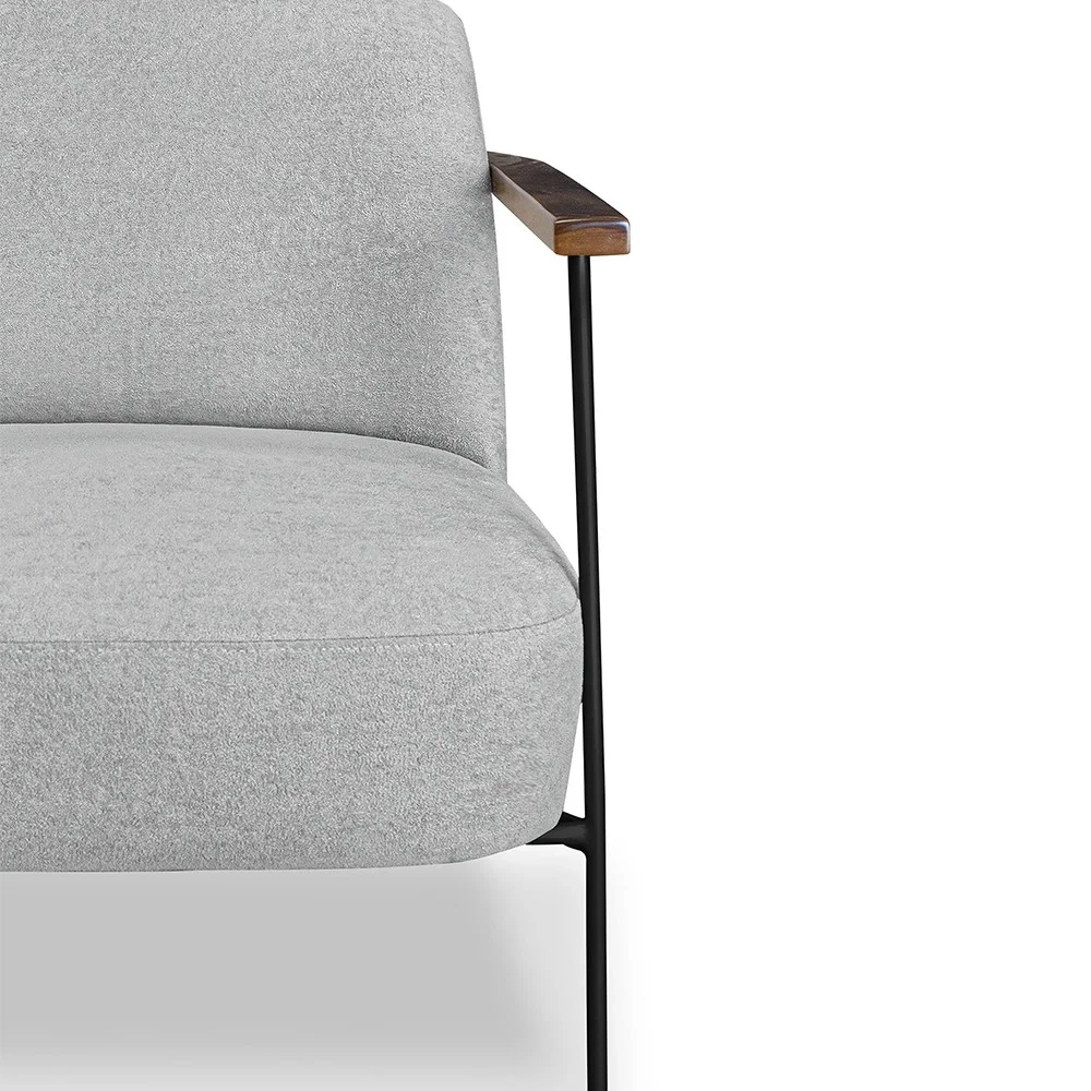 Poltrona para Sala Pés Metálicos Ellen S06 Boucle Cinza - Mpozenato