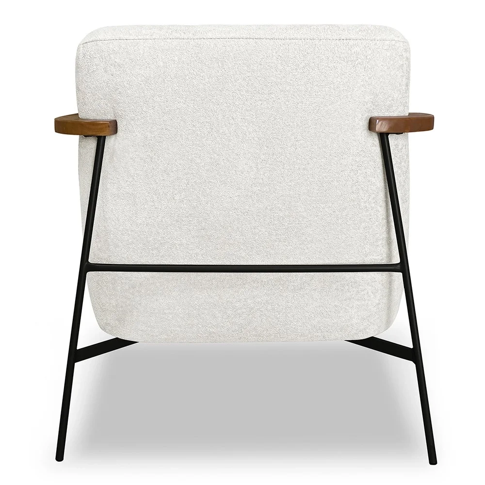 Poltrona para Sala Pés Metálicos Ellen S06 Boucle Branco - Mpozenato