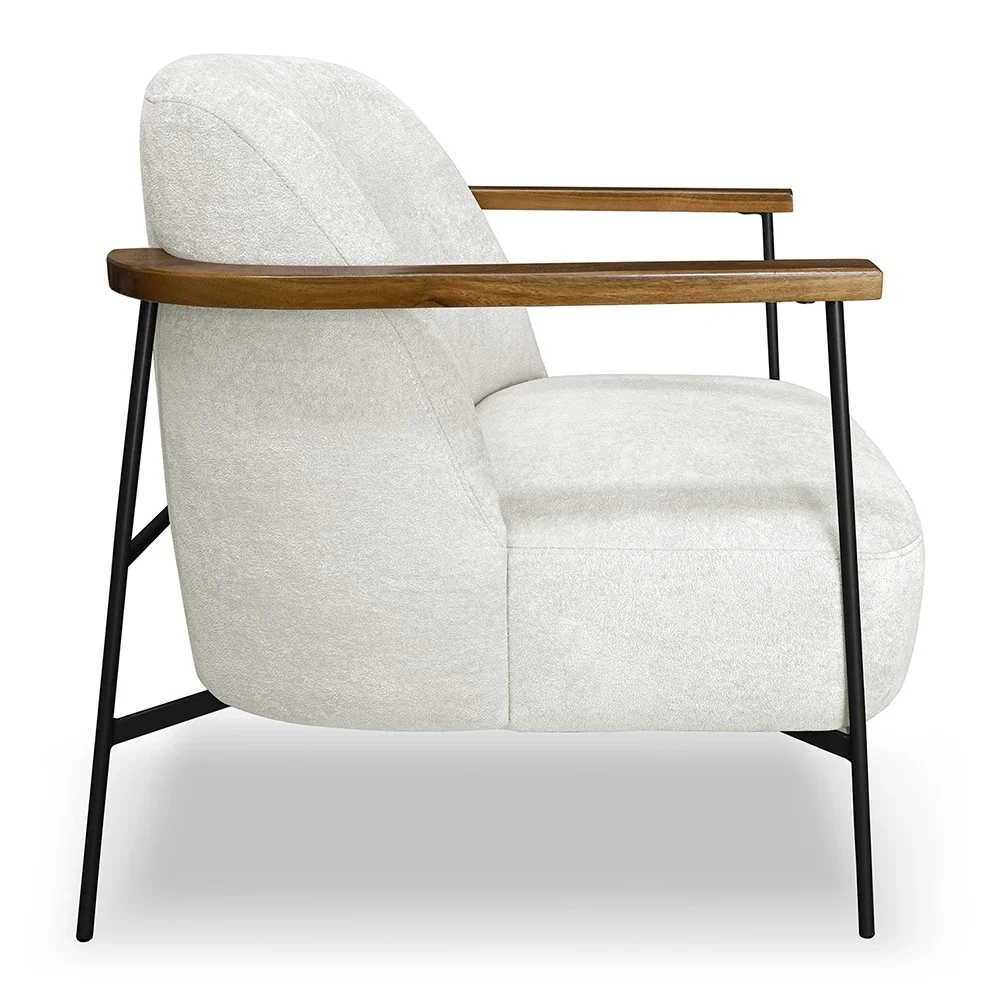 Poltrona para Sala Pés Metálicos Ellen S06 Boucle Branco - Mpozenato