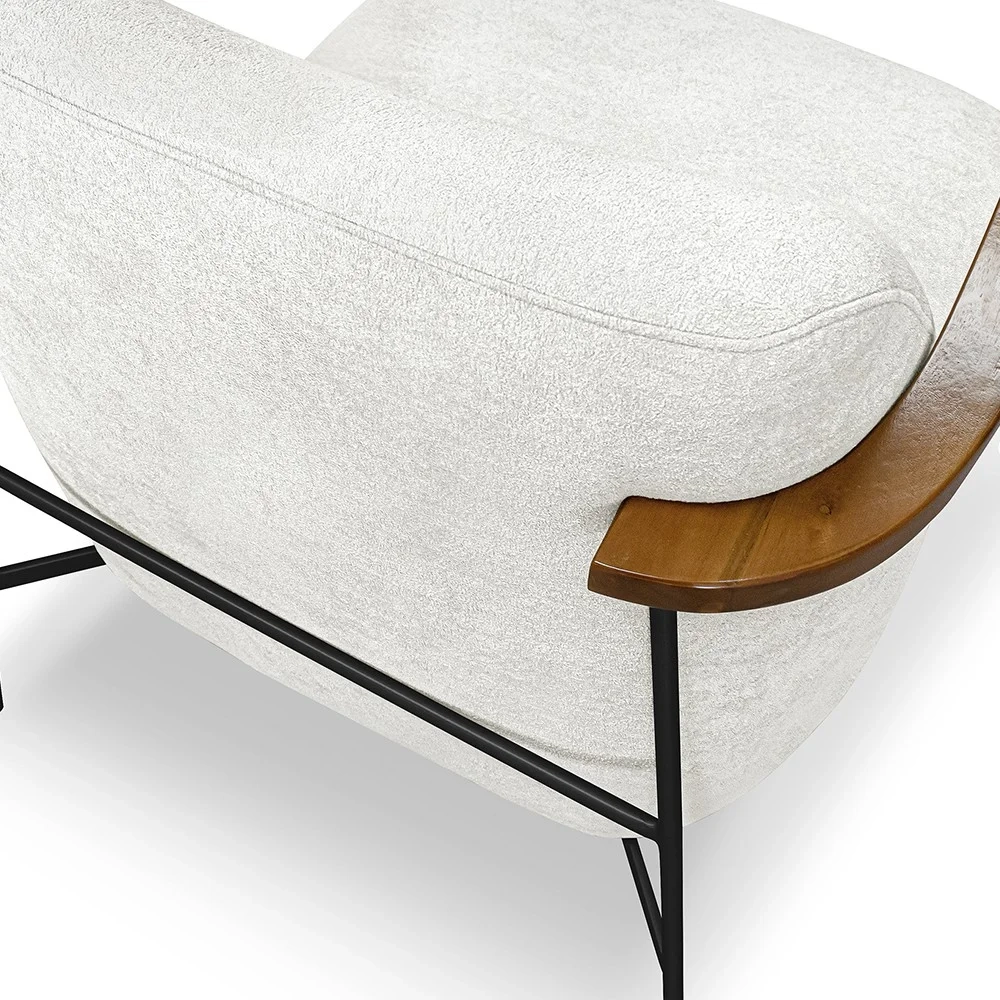 Poltrona para Sala Pés Metálicos Ellen S06 Boucle Branco - Mpozenato