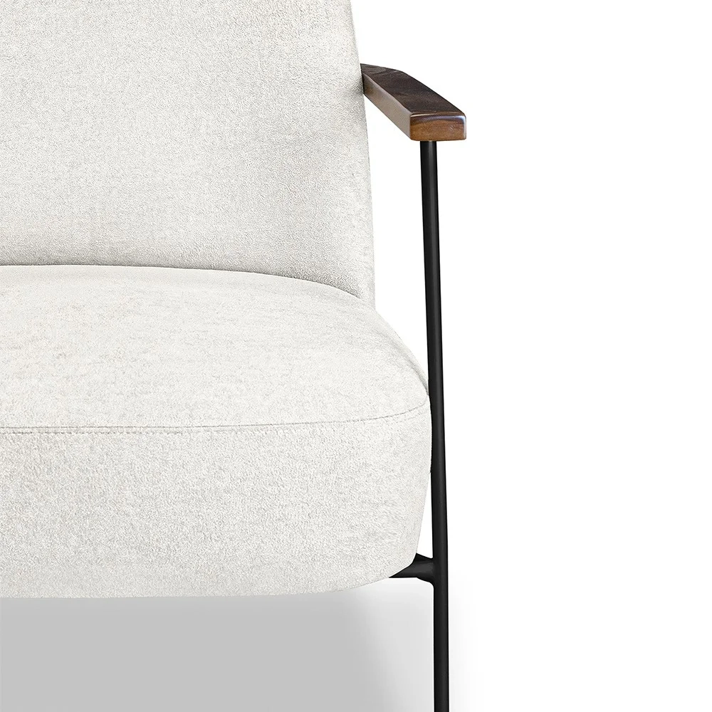 Poltrona para Sala Pés Metálicos Ellen S06 Boucle Branco - Mpozenato