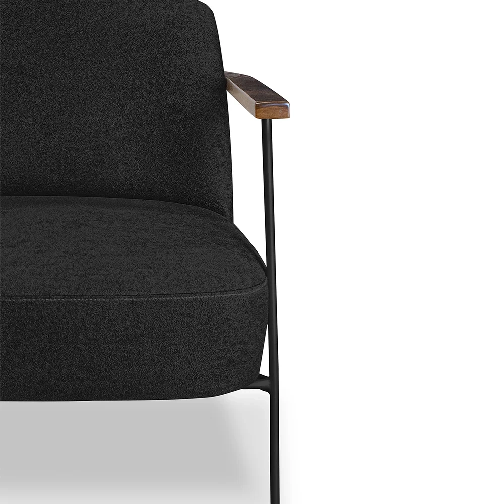 Poltrona para Sala Pés Metálicos Ellen S06 Boucle Preto - Mpozenato