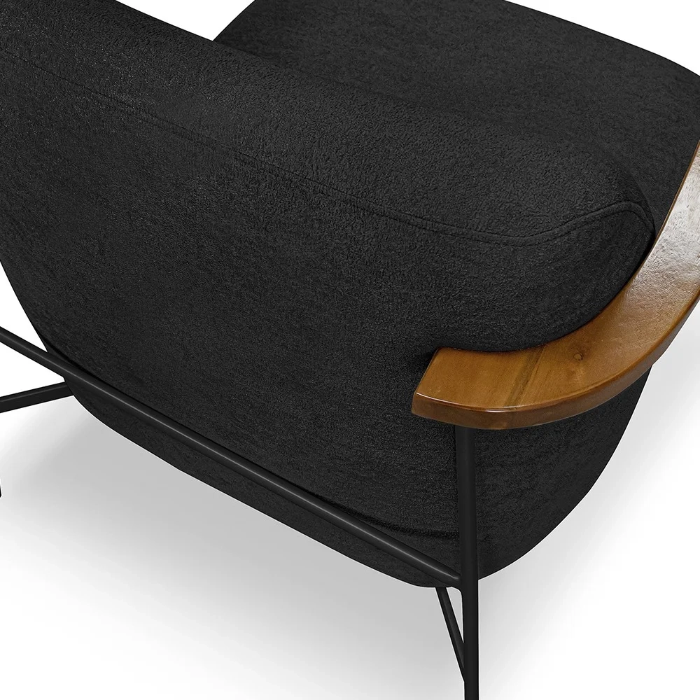 Poltrona para Sala Pés Metálicos Ellen S06 Boucle Preto - Mpozenato