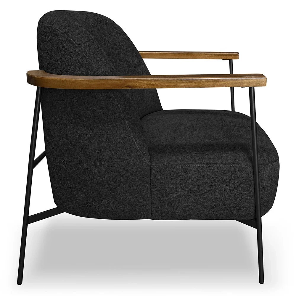 Poltrona para Sala Pés Metálicos Ellen S06 Boucle Preto - Mpozenato