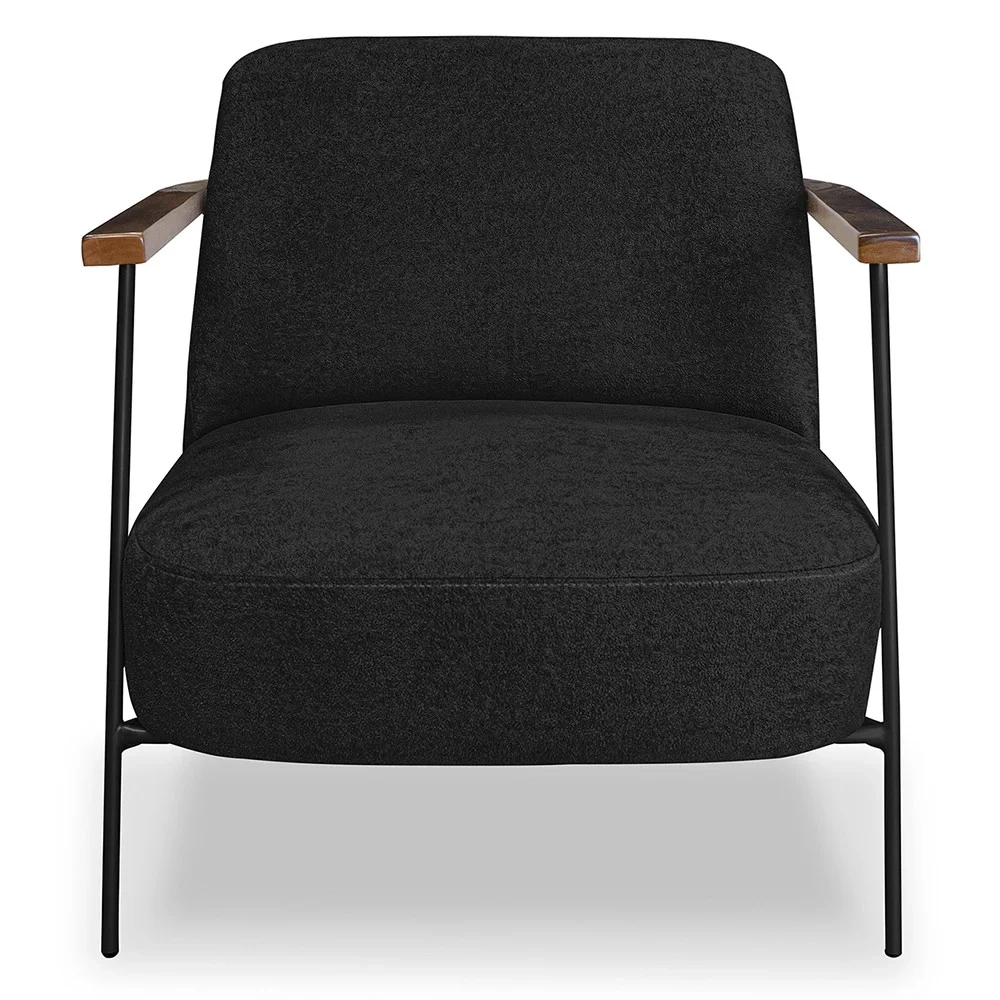 Poltrona para Sala Pés Metálicos Ellen S06 Boucle Preto - Mpozenato