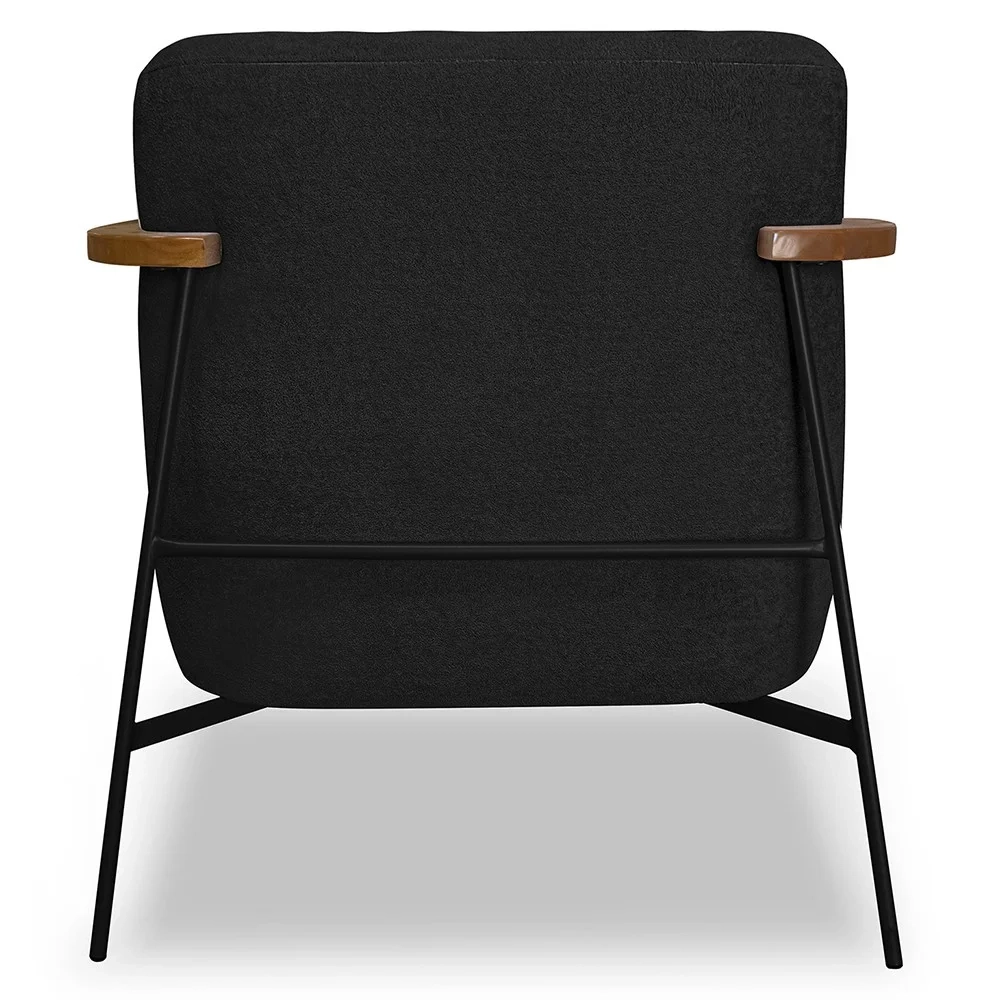 Poltrona para Sala Pés Metálicos Ellen S06 Boucle Preto - Mpozenato