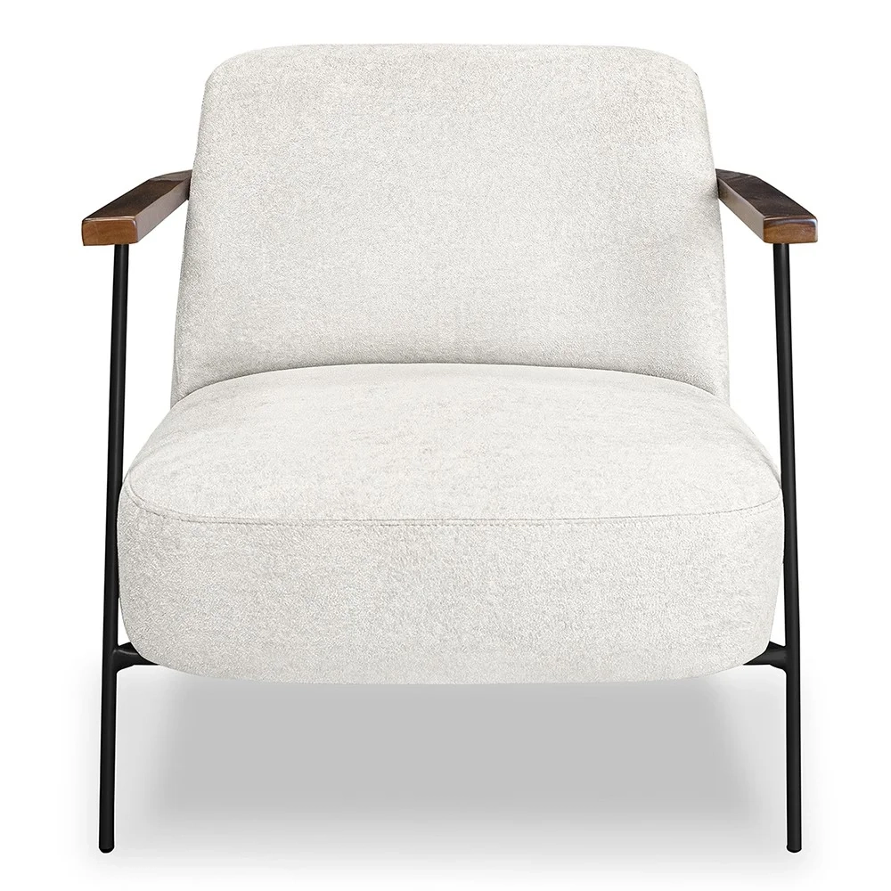 Poltrona para Sala Pés Metálicos Kit 2 Ellen S06 Boucle Branco - Mpozenato