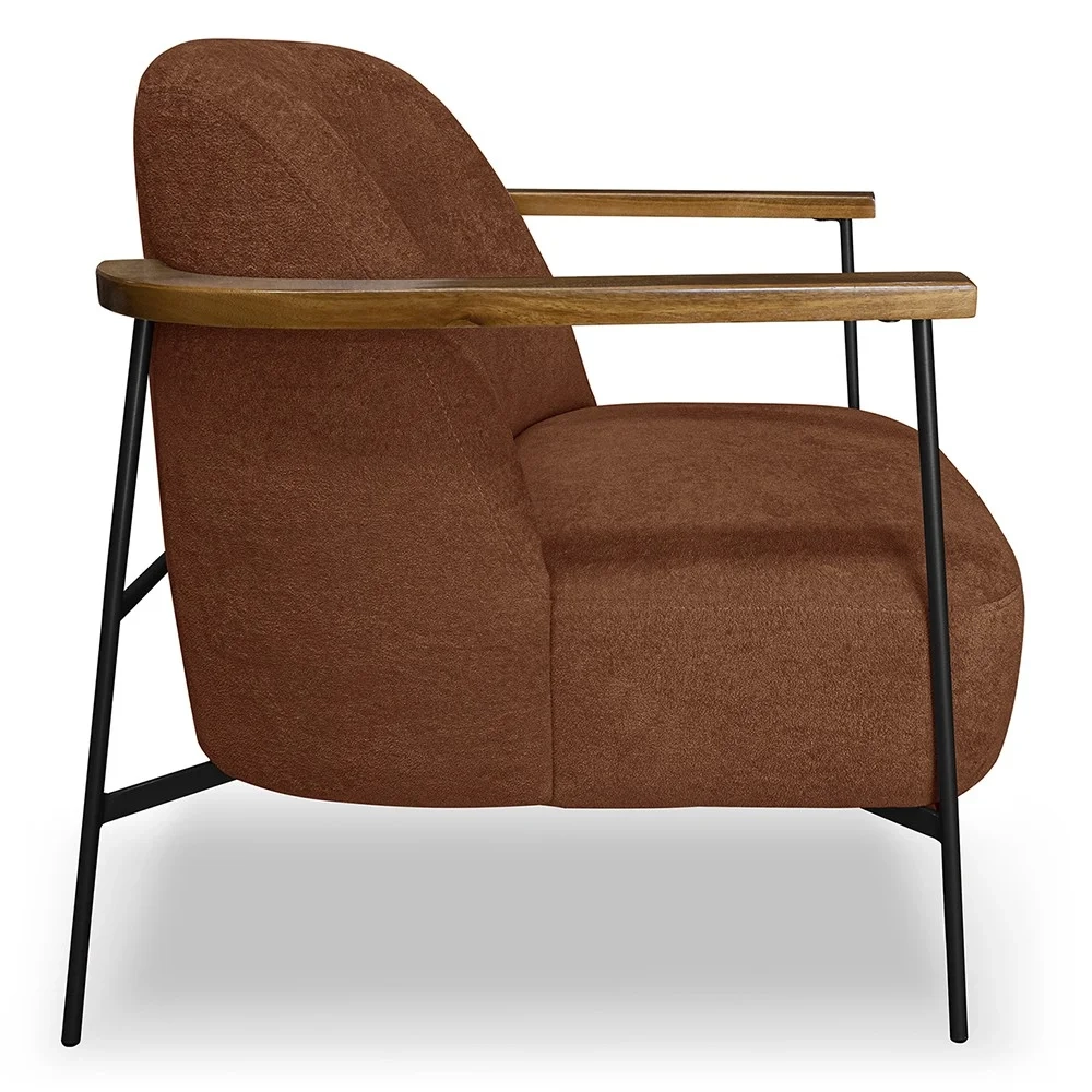 Poltrona para Sala Pés Metálicos Ellen S06 Boucle Terracota - Mpozenato