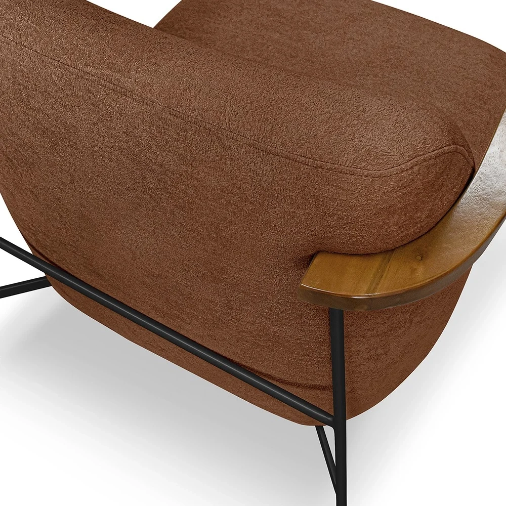 Poltrona para Sala Pés Metálicos Ellen S06 Boucle Terracota - Mpozenato