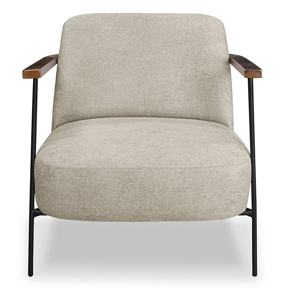 Poltrona para Sala Pés Metálicos Kit 2 Ellen S06 Boucle Bege - Mpozenato