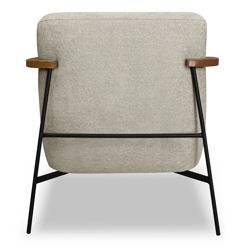 Poltrona para Sala Pés Metálicos Kit 2 Ellen S06 Boucle Bege - Mpozenato