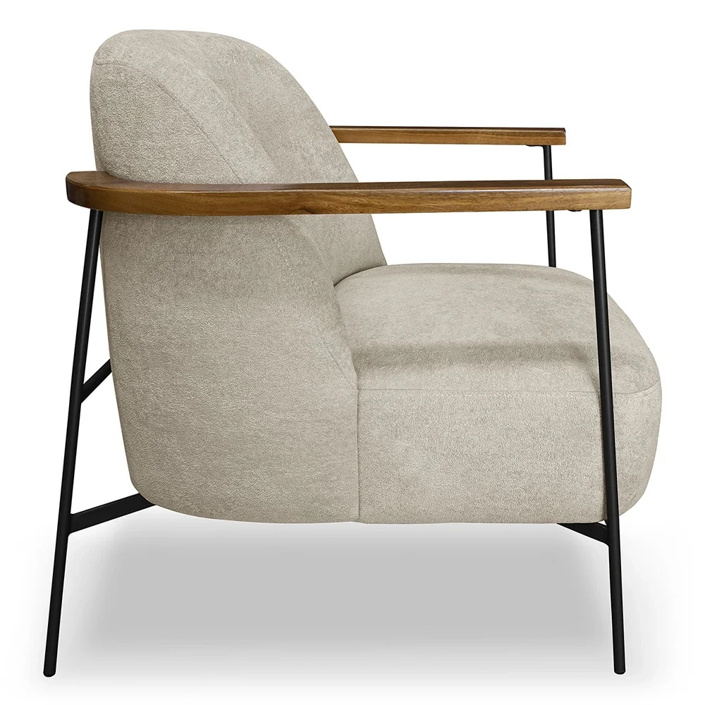 Poltrona para Sala Pés Metálicos Kit 2 Ellen S06 Boucle Bege - Mpozenato