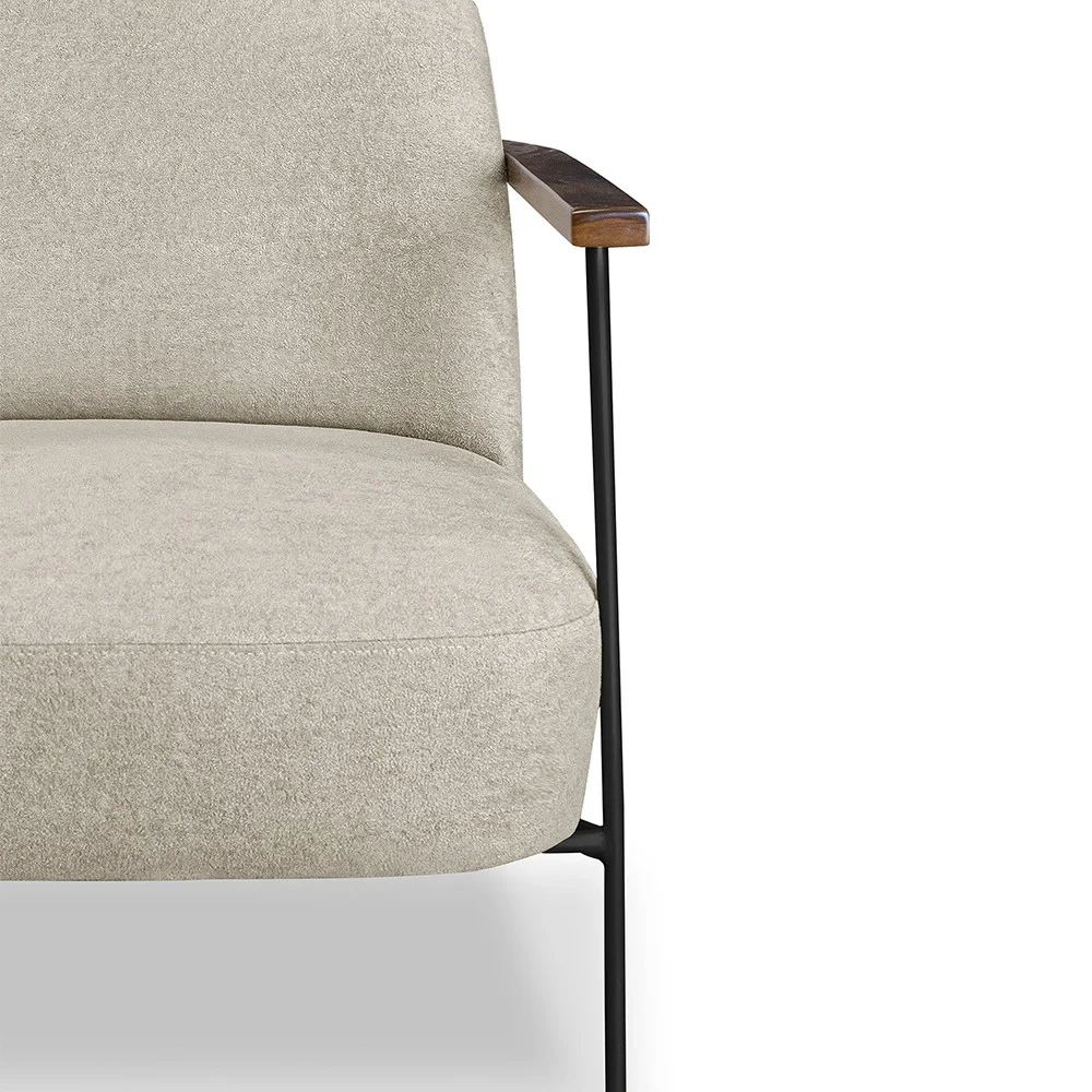 Poltrona para Sala Pés Metálicos Kit 2 Ellen S06 Boucle Bege - Mpozenato