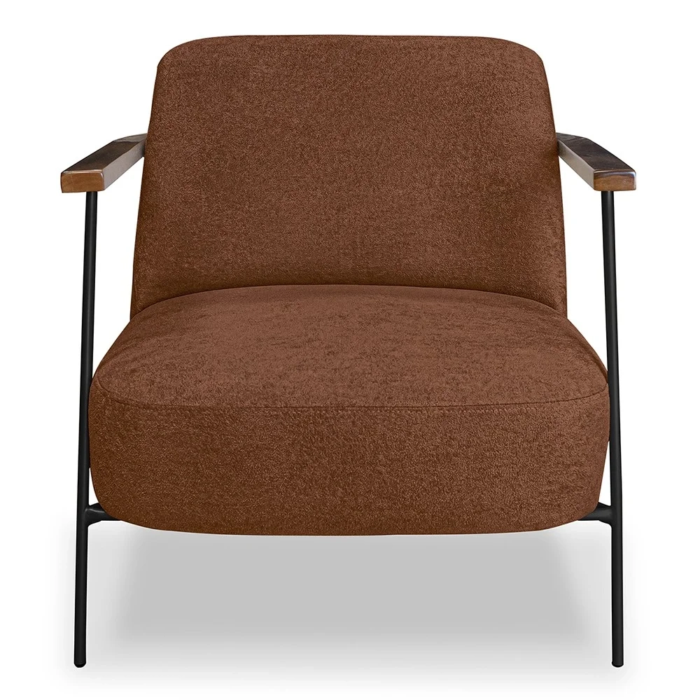 Poltrona para Sala Pés Metálicos Kit 2 Ellen S06 Boucle Terracota - Mpozenato